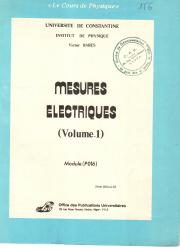 Mesures électriques Volume 1