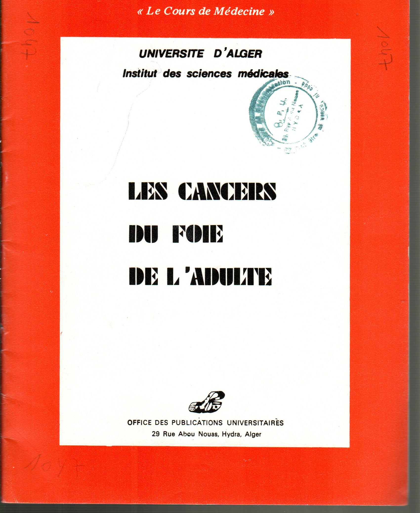 Les cancers du foie de l'adulte