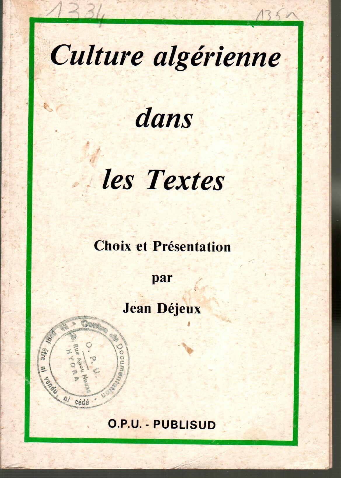 Culture Algérienne dans les textes
