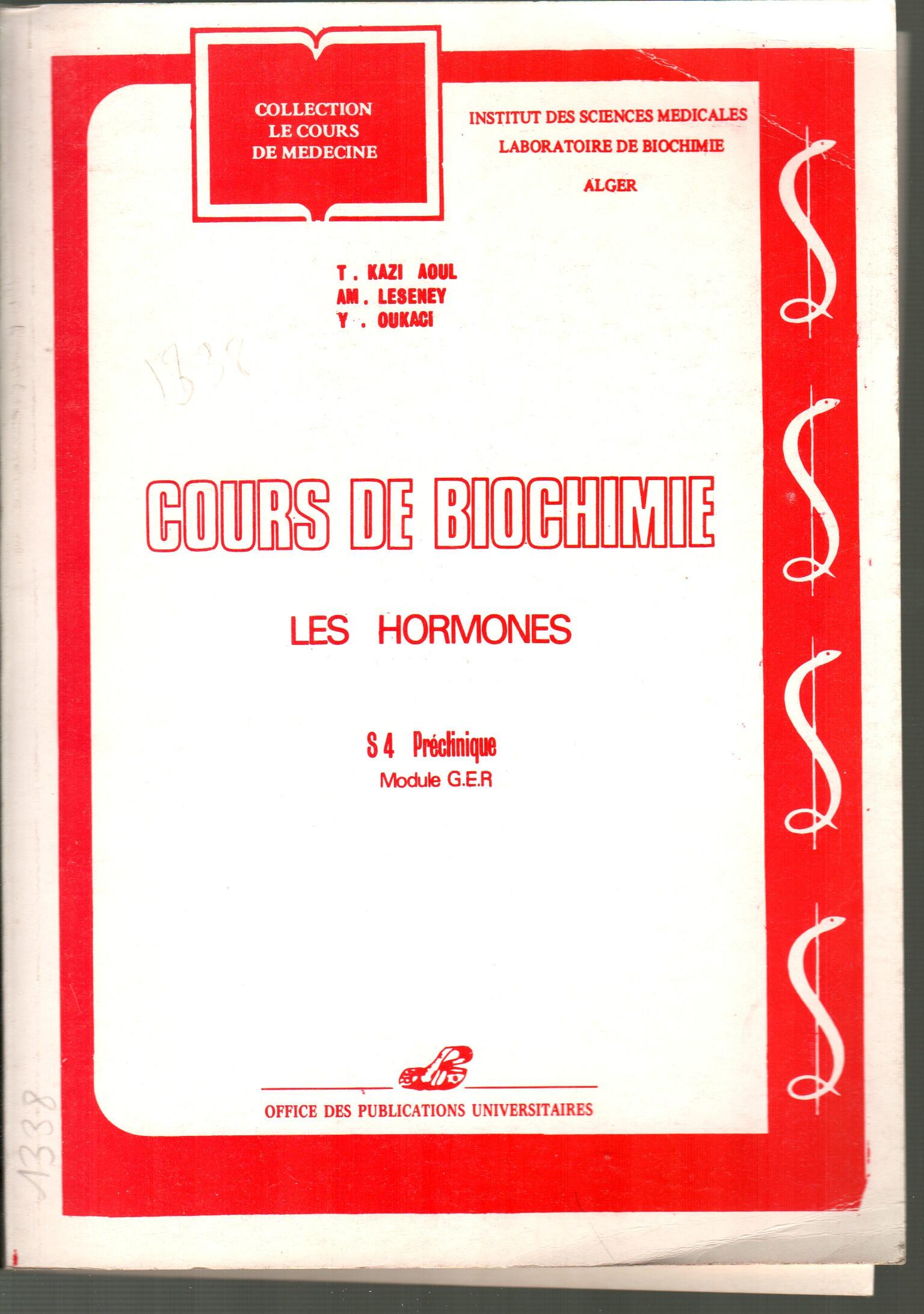 Cours de biochimie hormones