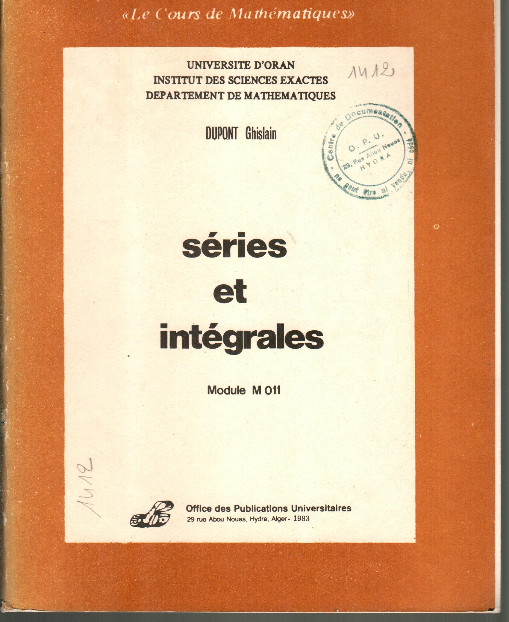 Séries et intégrales module n° 11