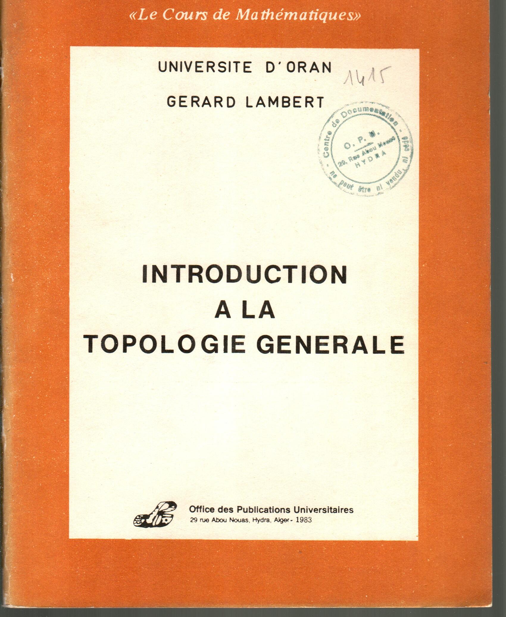 Introduction à la topologie générale