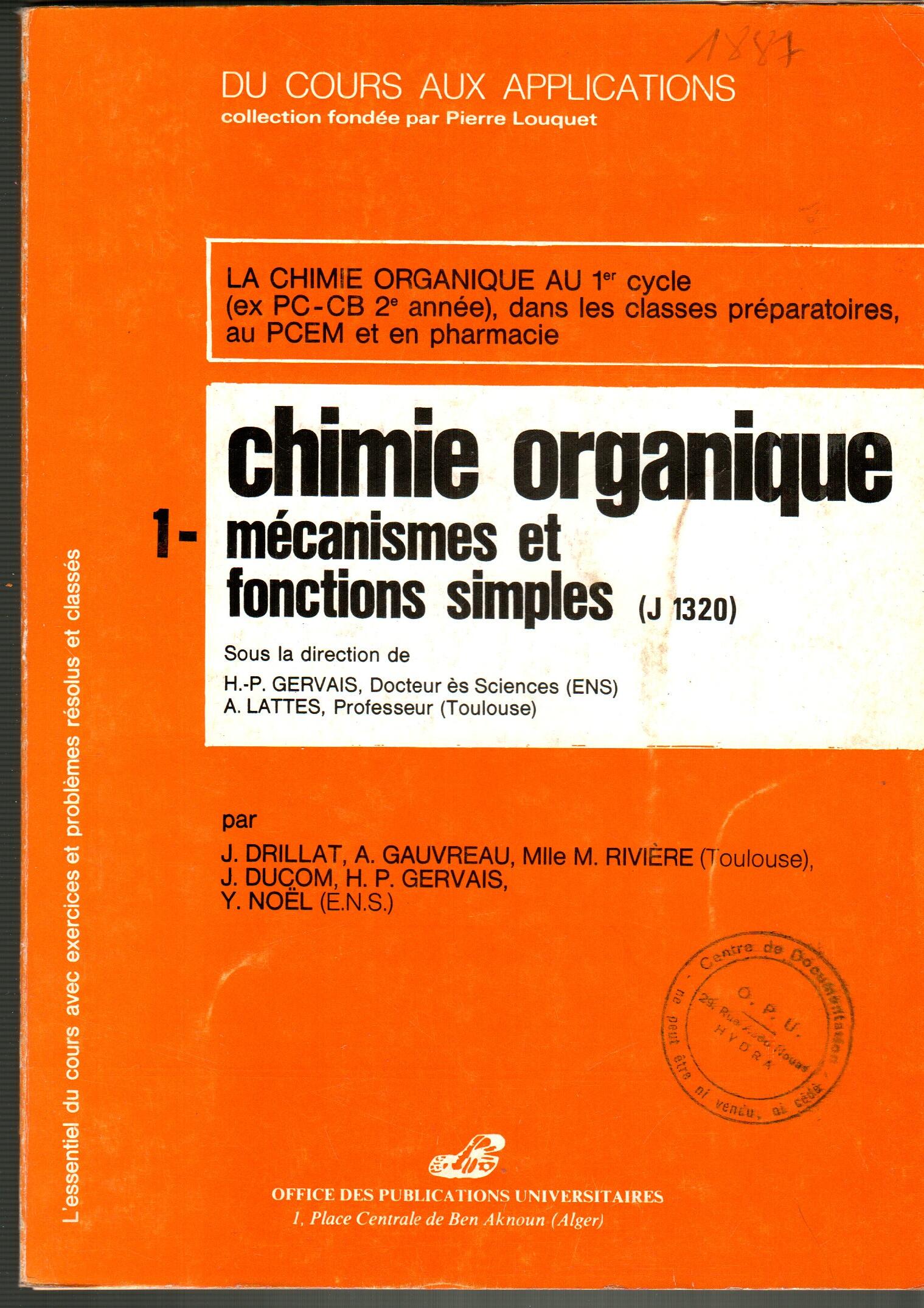 Chimie organique mécanique et fonctions simples