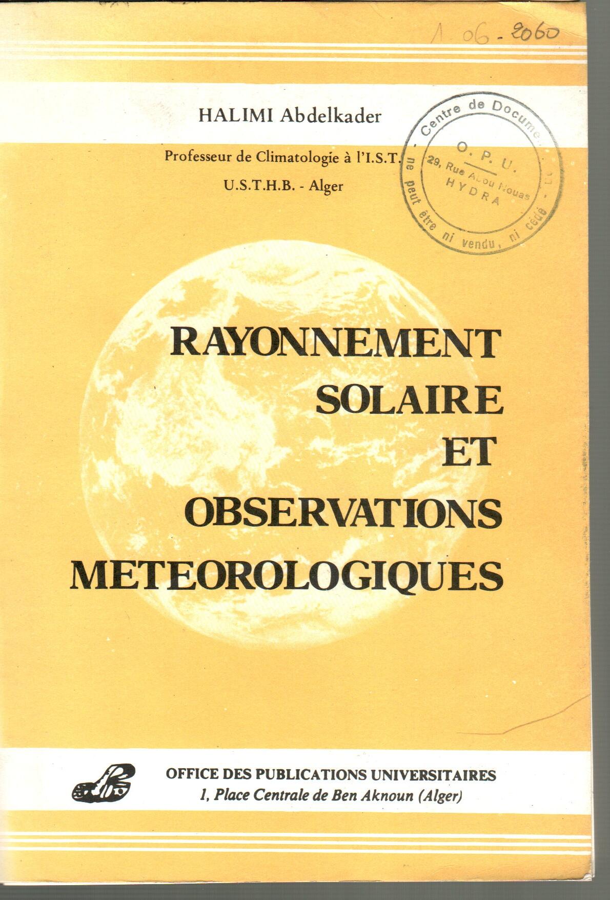Rayonnement solaire et observations météorologiques