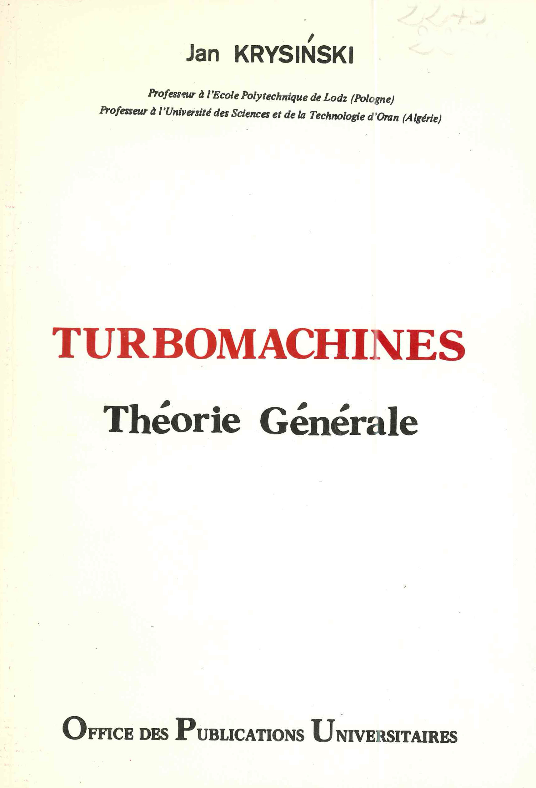 Turbomachine -théorie générale-
