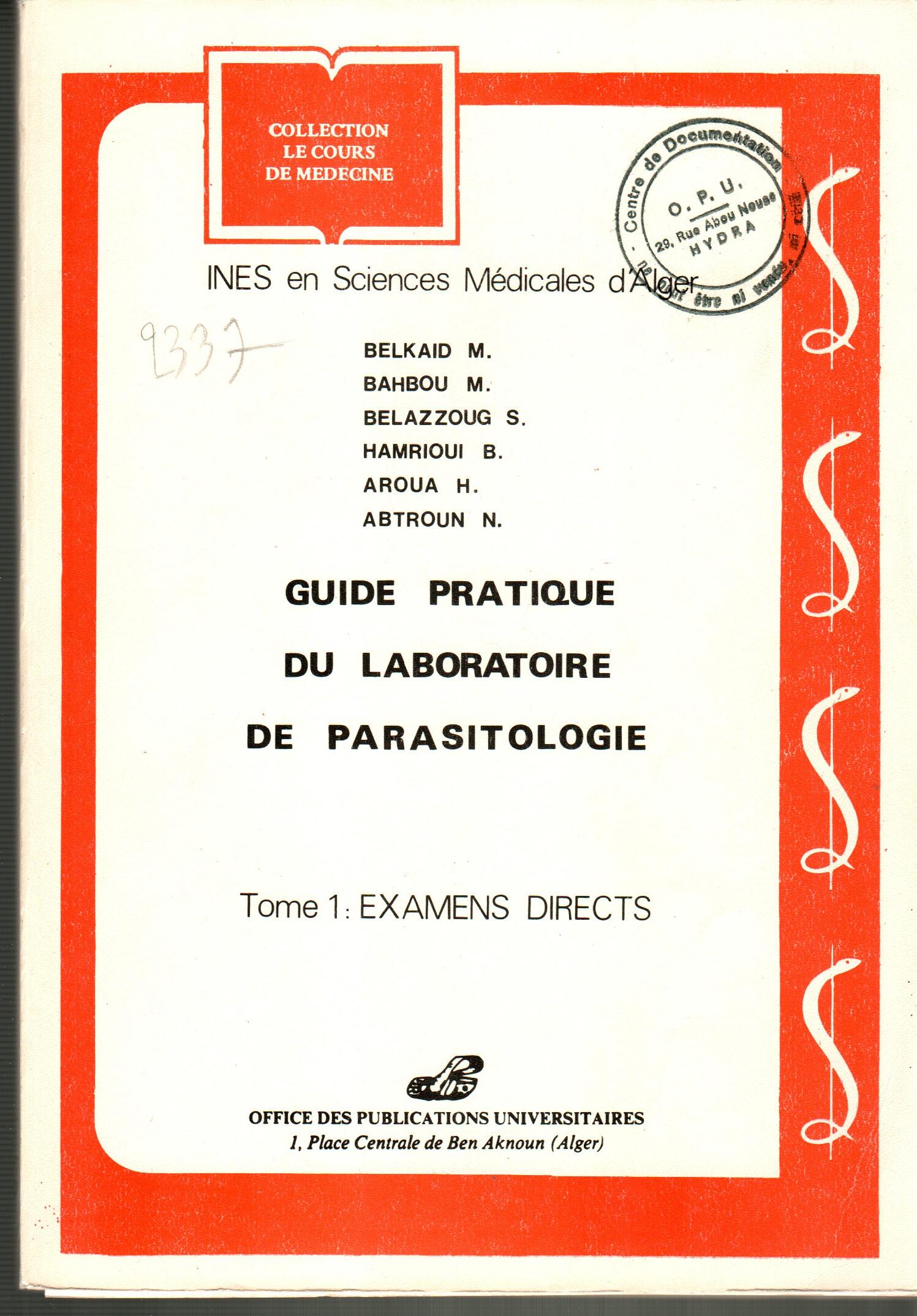 Guide pratique du laboratoire de parasitologie