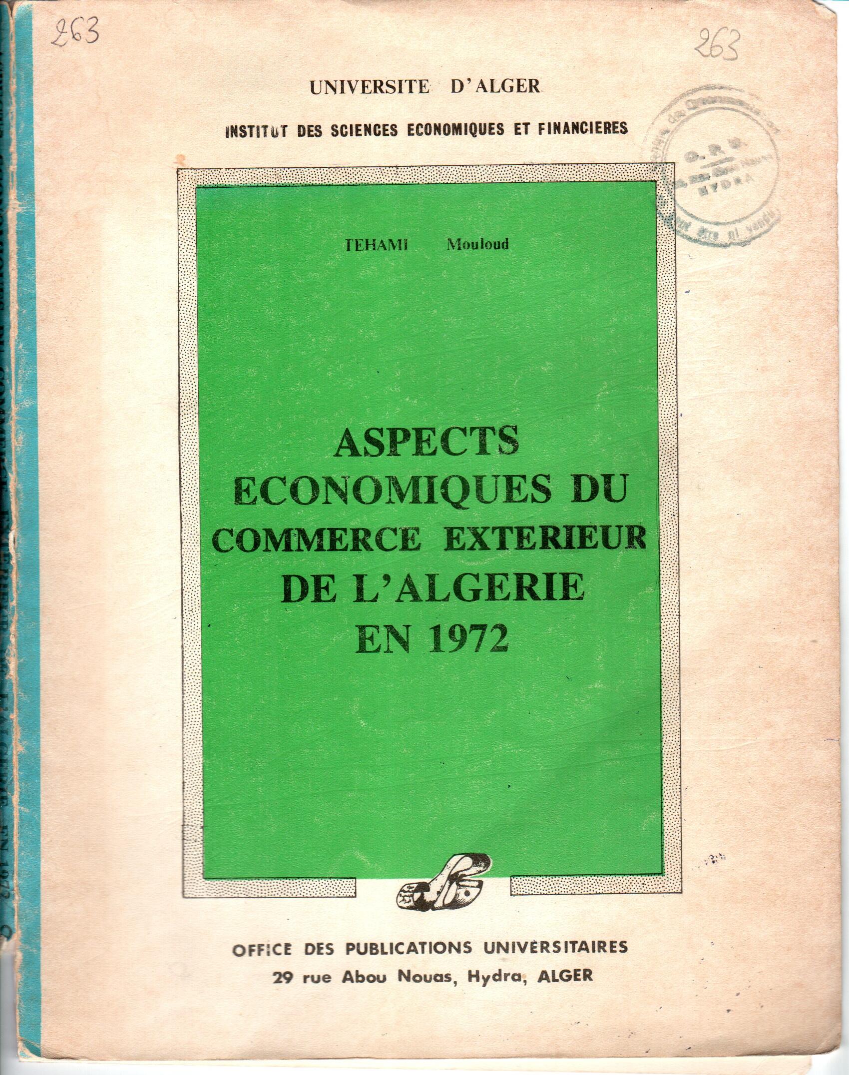 Aspects économique du commerce extérieur de l’Algérie