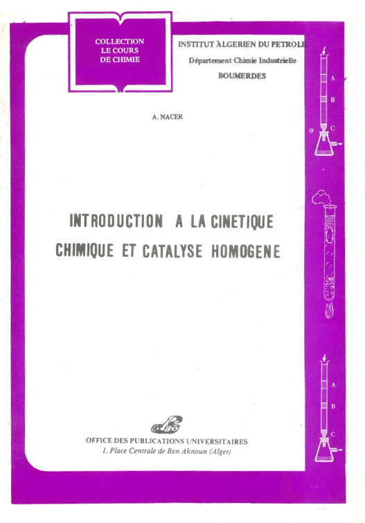 introduction à la cinétique chimique et analyse homogène