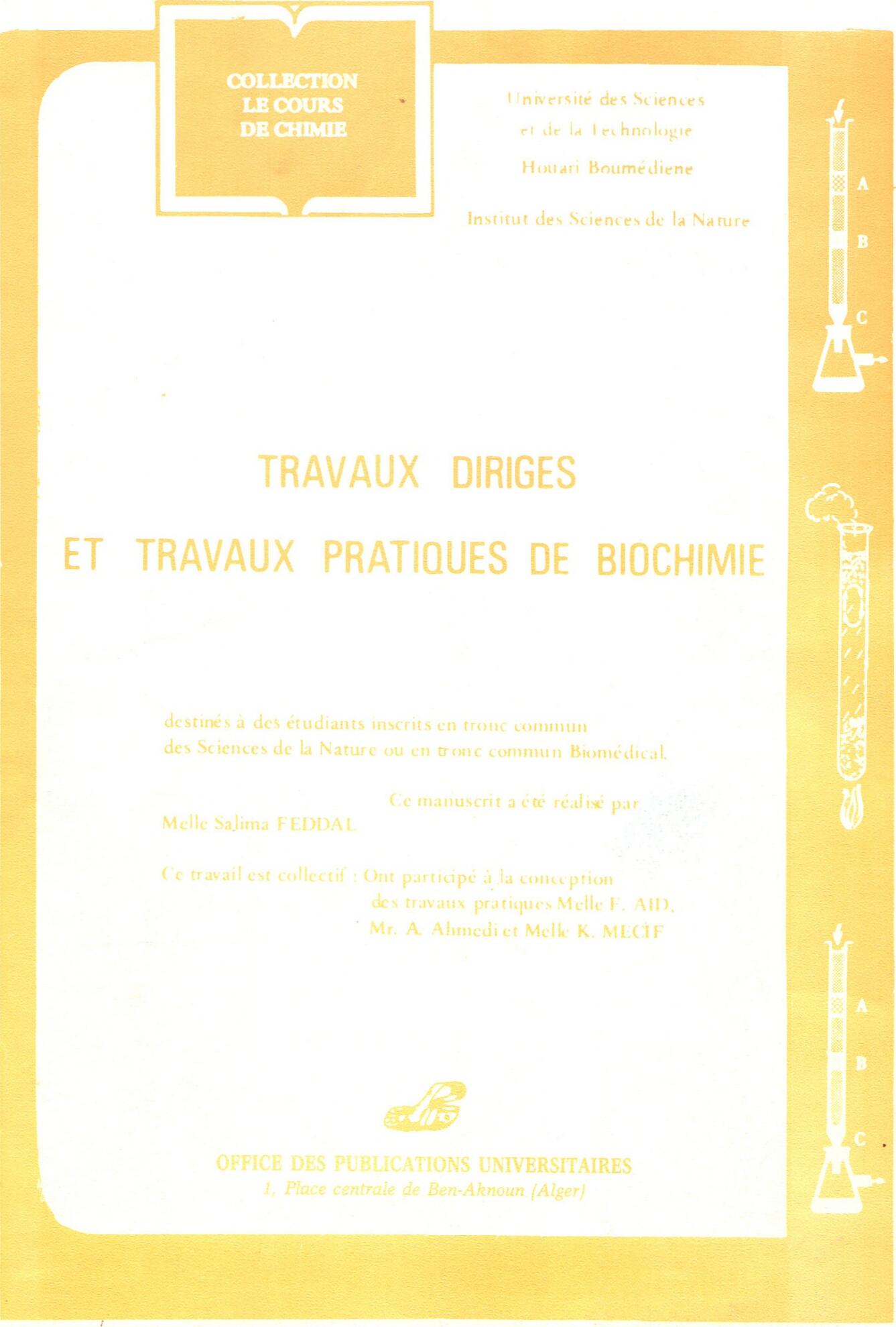 TD et TP de biochimie