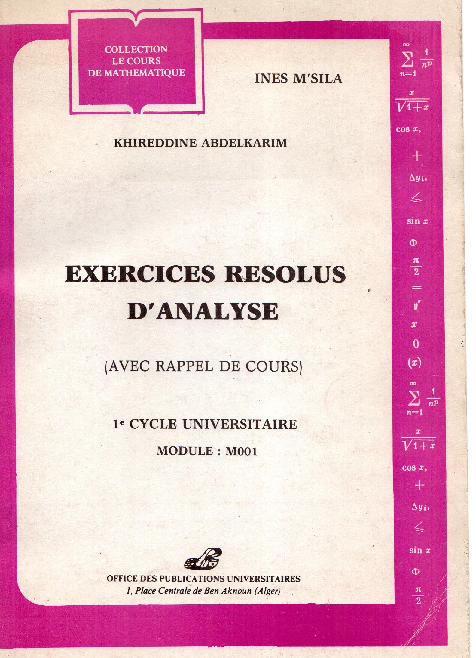Exercices résolus d'analyse