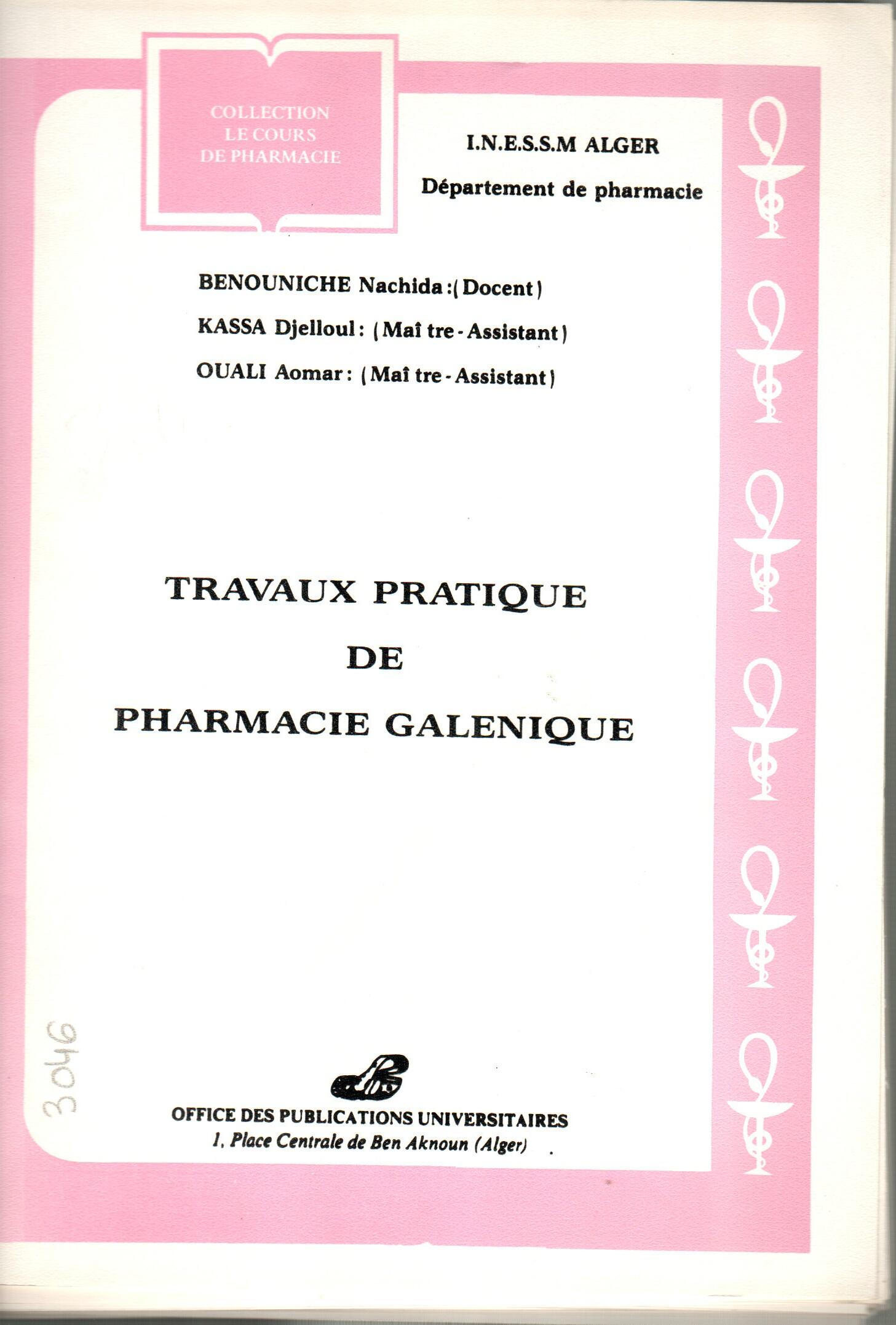 Travaux pratique de pharmacie galénique