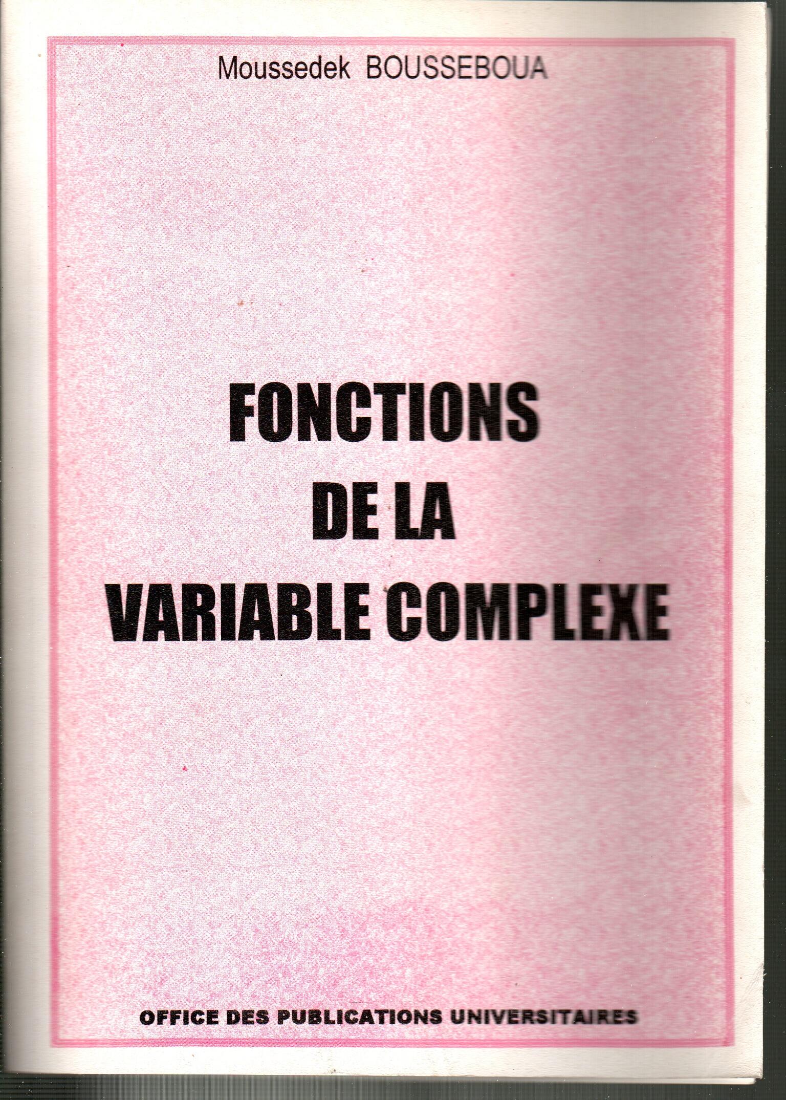 Fonction de la variable complexe