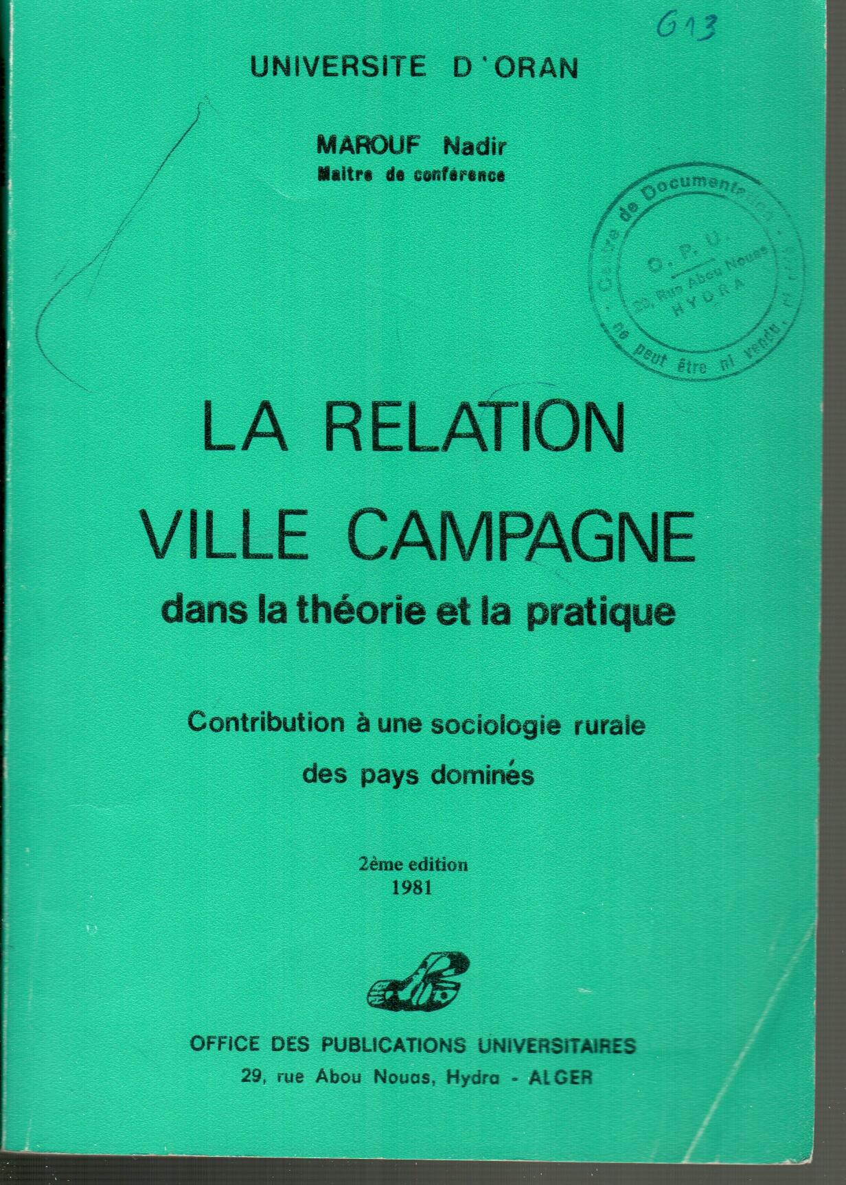 La relation ville compagne dans la théorie et la pratique