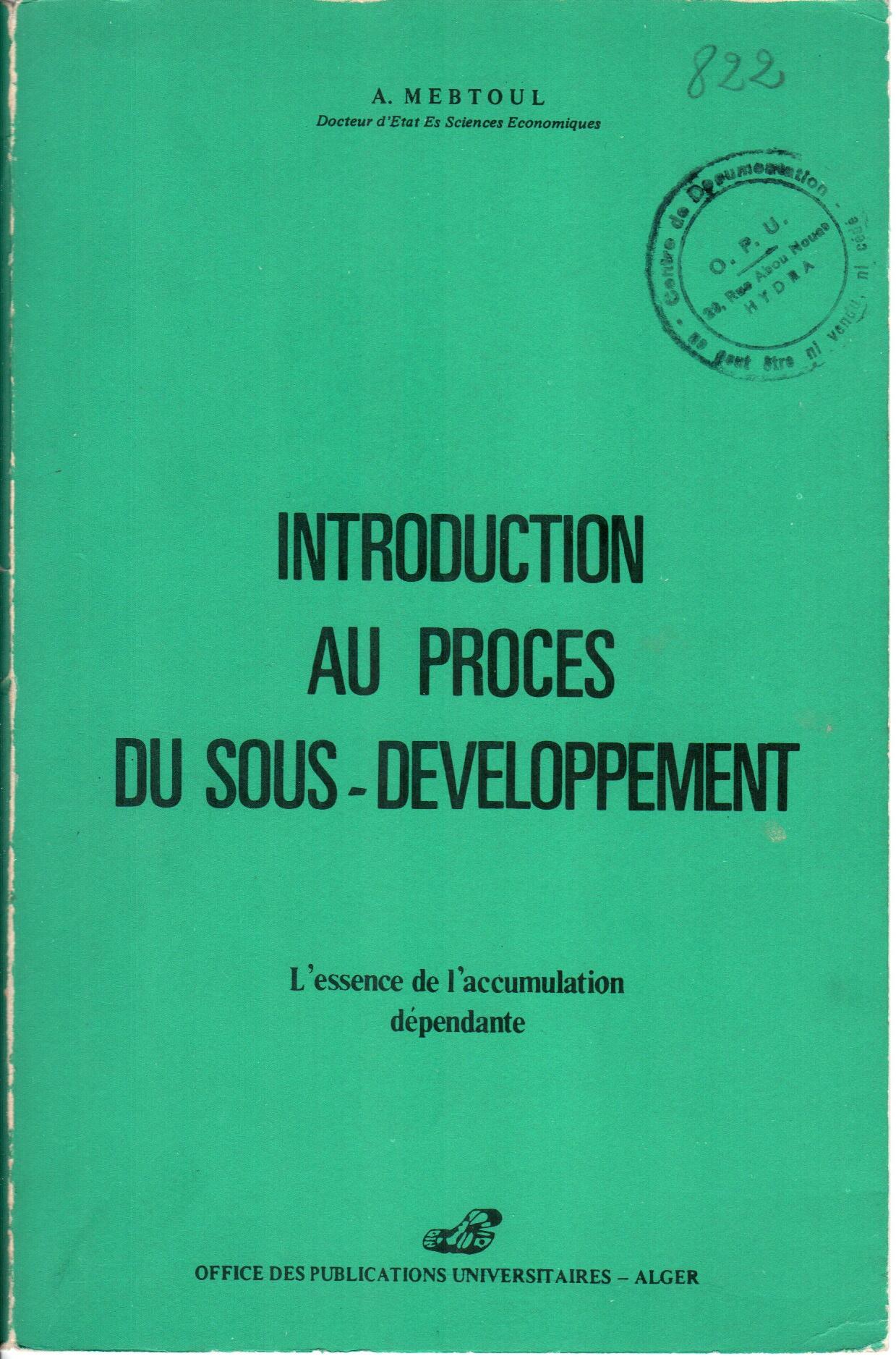 Introduction à l'analyse du procès du sous-développement