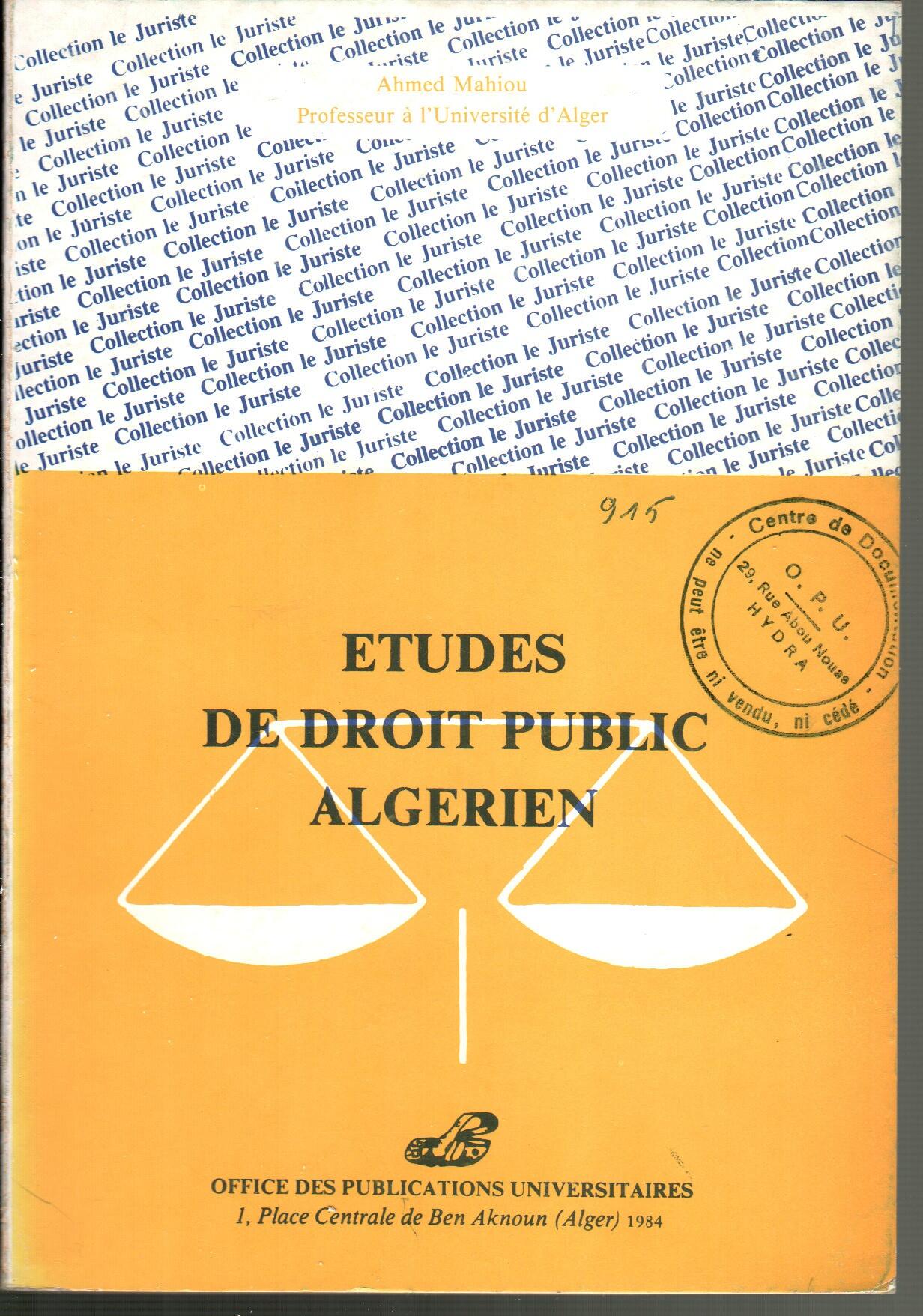 Etude de droit public Algérien